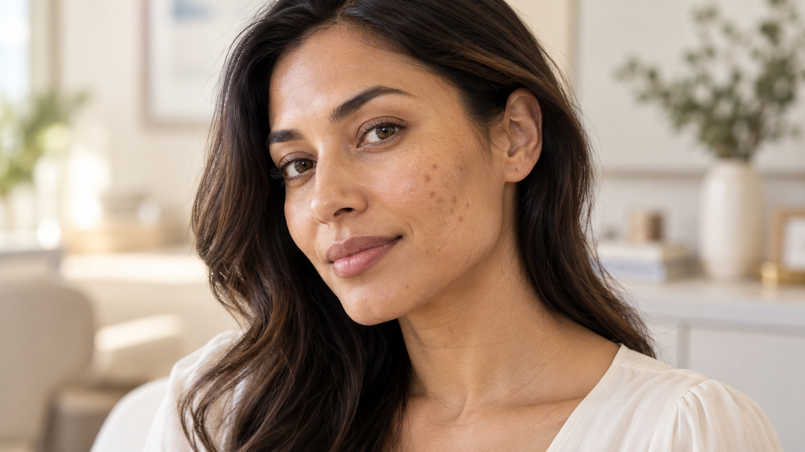 Woman speaking with a provider during a facial consultation.